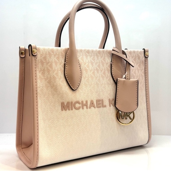 Michael Kors Mirella Small Ombré Signature Logo Crossbody Bag Powder Blush - Picture 4 of 11